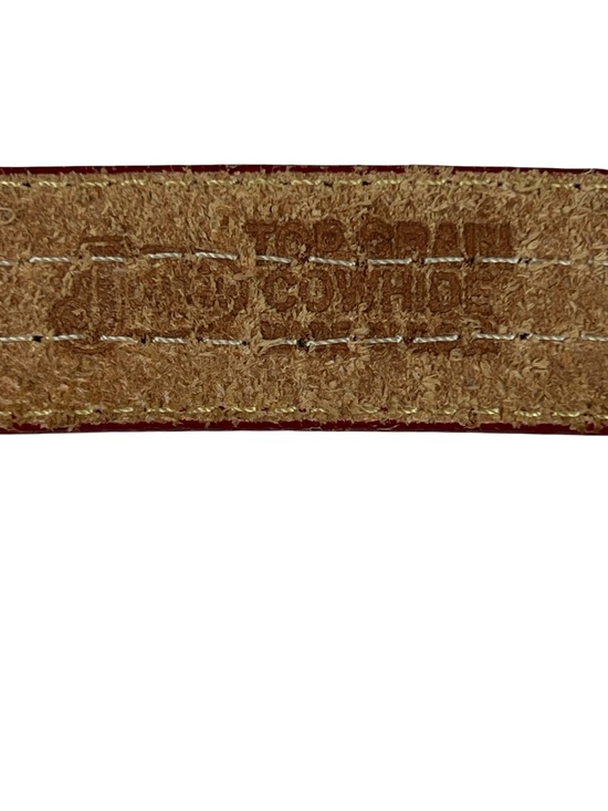 Justin Vintage Red Leather Beaded Belt Multicolor Seed Bead Western Boho Size 28 main image 6